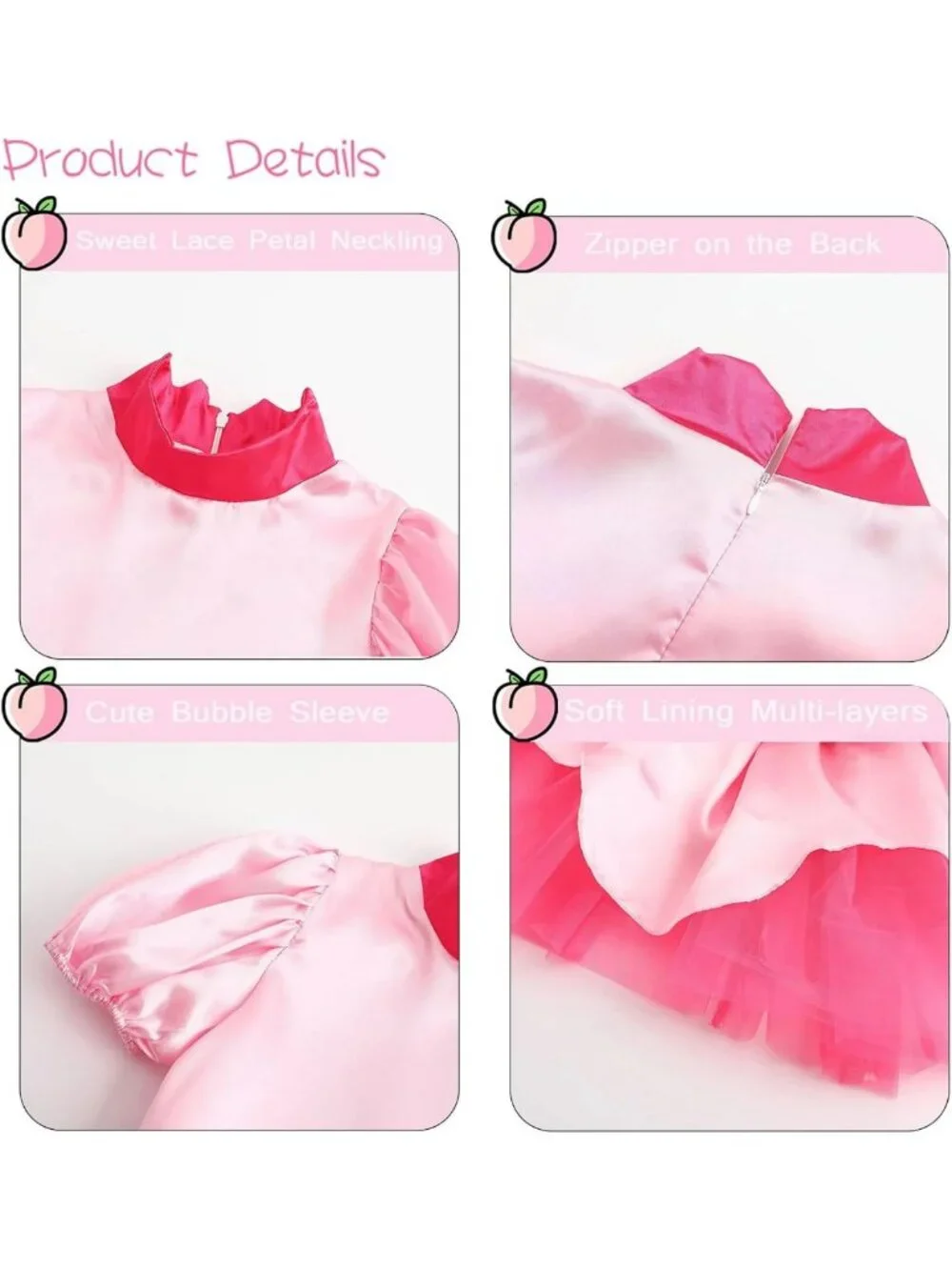 Girls' Princess Costume - Classic Pink Dress for Halloween, Cosplay & Birthday
